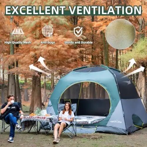 LOYEAHCAMP Tent 4/6 Person Blackout Camping Tent with Rainfly | Waterproof Portable Double Layer Family Dome Tent for Camping for Outdoor Camping&Hiking - 4
