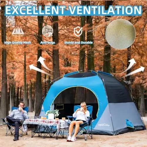 LOYEAHCAMP Tent 4/6 Person Blackout Camping Tent with Rainfly | Waterproof Portable Double Layer Family Dome Tent for Camping for Outdoor Camping&Hiking - 4