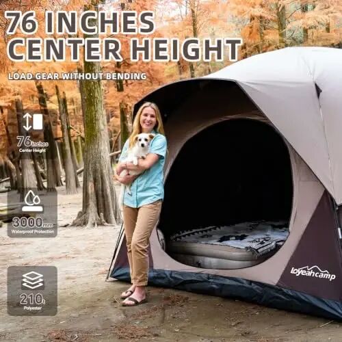 LOYEAHCAMP Tent 4/6 Person Blackout Camping Tent with Rainfly | Waterproof Portable Double Layer Family Dome Tent for Camping for Outdoor Camping&Hiking - 5