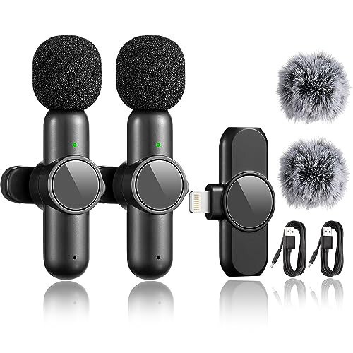 LSTECICE Mini Microphone, 2 Pack Wireless Lavalier Microphone for iPhone iPad, Plug-Play Wireless Mic for Video Recording, Podcast, YouTube, TikTok, Live Stream, Facebook, Vlog - 1