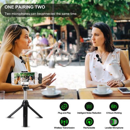 LSTECICE Mini Microphone, 2 Pack Wireless Lavalier Microphone for iPhone iPad, Plug-Play Wireless Mic for Video Recording, Podcast, YouTube, TikTok, Live Stream, Facebook, Vlog - 3