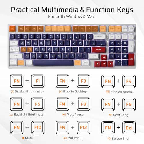 LTC NB981 Nimbleback 98 Keys Wired Mechanical Keyboard, 96% Gaming Keyboard w/White Backlit, Red Switch, Mecha Blue - 5