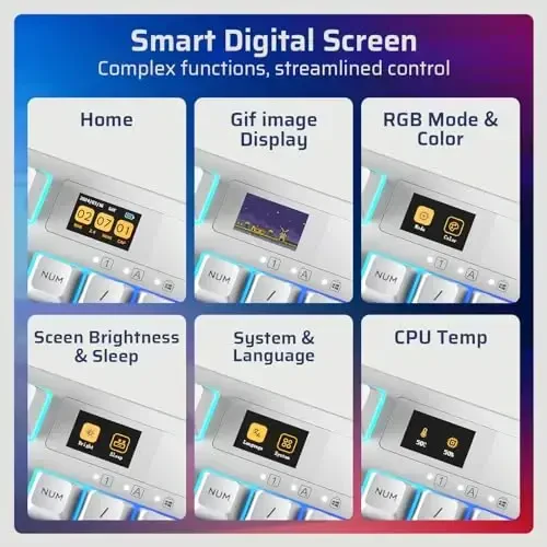 LTC Nimbleback NB1041 PRO Simsiz Mexanik Klaviatura Displey Ekran va Tugma bilan, 2.4Ghz/ BT/USB-C Simli RGB 104 Tugmali Qaymoqli Klaviatura, 3 Qavatli Ko'pik, Issiq Almashtiriladigan PCB, Dasturiy Ta'minot Qo'llab-Quvvatlashi, Qizil Switch - 3