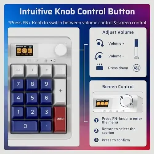LTC Nimbleback NB1041 PRO Simsiz Mexanik Klaviatura Displey Ekran va Tugma bilan, 2.4Ghz/ BT/USB-C Simli RGB 104 Tugmali Qaymoqli Klaviatura, 3 Qavatli Ko'pik, Issiq Almashtiriladigan PCB, Dasturiy Ta'minot Qo'llab-Quvvatlashi, Qizil Switch - 4