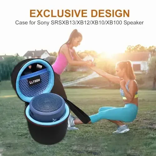 LTGEM Case Compatible with Sony SRSXB13/B/SRS-XB100 / SRS-XB12 Extra Bass Portable Waterproof Speaker, Black+Blue - 7