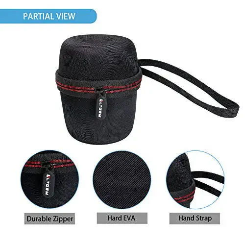 LTGEM Hard Case for Sony SRS-XB13/XB100/XB12/XB10 EXTRA BASS Wireless Bluetooth Portable Lightweight Compact Travel Speaker - Travel Protective Carrying Storage Bag (Black + Grey) - 4