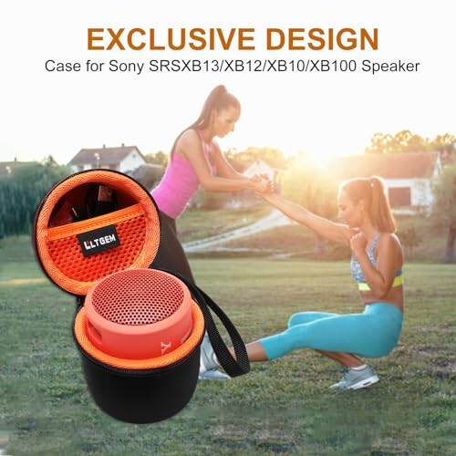 LTGEM Case Compatible with Sony SRSXB13/B/SRS-XB100 / SRS-XB12 Extra Bass Portable Waterproof Speaker, Black+Orange - 7