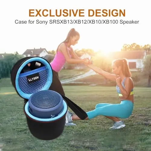 LTGEM Case Compatible with Sony SRSXB13/B/SRS-XB100 / SRS-XB12 Extra Bass Portable Waterproof Speaker, Black+Blue - 7