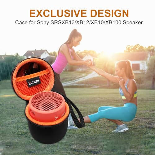 LTGEM Case Compatible with Sony SRSXB13/B/SRS-XB100 / SRS-XB12 Extra Bass Portable Waterproof Speaker, Black+Orange - 7