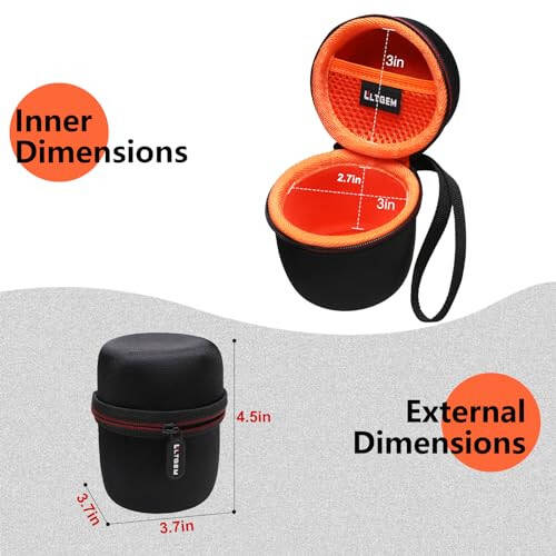 LTGEM Sony SRS-XB13/XB100/XB12/XB10 Extra BASS Simsiz Bluetooth Ko'chma Engil Kompakt Sayohat Karnayı uchun Qattiq Qopqoq - Sayohat Himoya Qiluvchi Ko'tarish Saqlash Sumkasi (Qora + To'q sariq) - 2