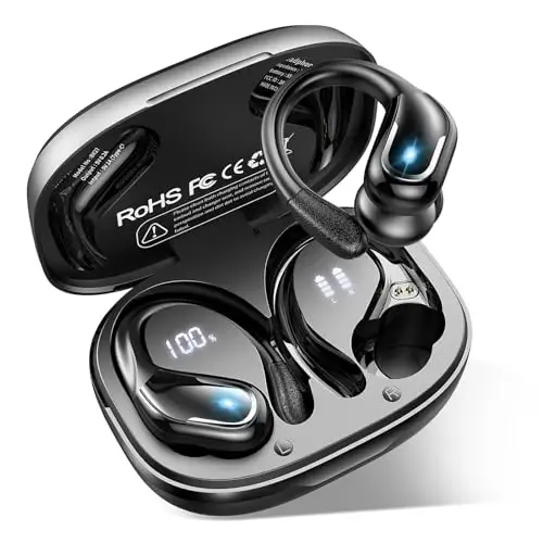 Ltinist simsiz quloqchin, Bluetooth 5.3 naushniklari Pure Bass Sound quloqchinlar bilan, 75 soatlik batareya, ikkita LED displeyli quloqchinlar, IP7 suv o'tkazmaydigan naushniklar, sport bilan shug'ullanish uchun o'rnatilgan mikrofon - 1