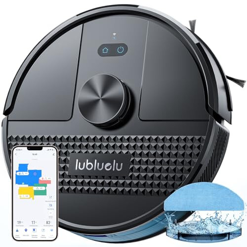 Lubluelu 3 in 1 Robot Vacuum and Mop Combo, 4500Pa Robot Vacuum with Mapping, LiDAR Navigation, 5 Maps, 24 No-Go Zones, WiFi/App/Alexa, Self-Charging, Vacuum Robot for Pet Hair, Carpet, Hard Floor, Black - 1