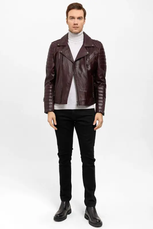 Luc Bordo Biker Erkek Hakiki Deri Mont-Bordo - 3