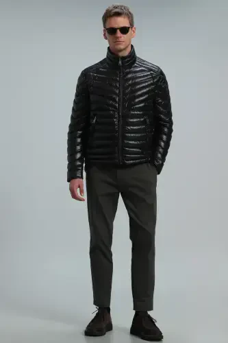 Luc Kaz Tüyü Erkek Mont Siyah-Siyah - LUFIAN (1)