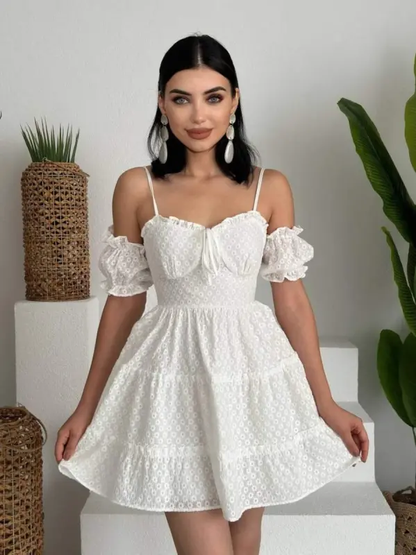 Lucca Ruffled Sleeve Mini Dress - 1