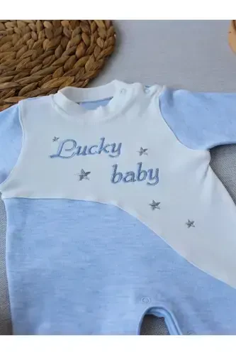 Lucky Baby kashtali Es chizigʻli Boy Shapkali Erkak Bebek Tulumi Moviy - GENEL MARKALAR (1)