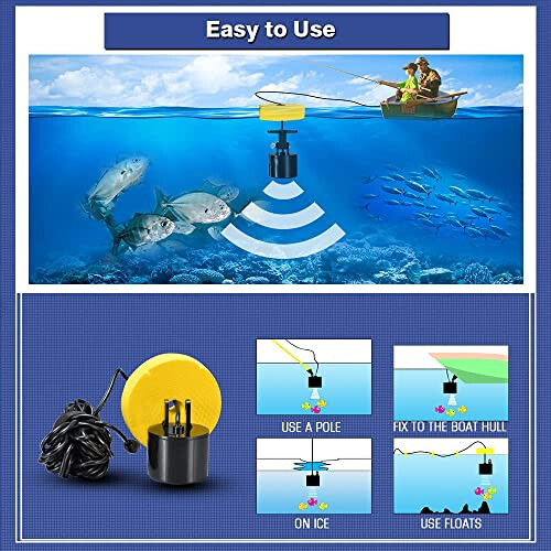 LUCKY Kayak Portable Fish Depth Finder Water Handheld Fish Finder Sonar Castable Kayak Boat Fishfinder Transducer Fishing LCD Display FFC1108 - 10