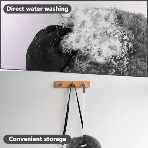 LUCKY-M Ceiling Fan Cleaner Duster, Removable Microfiber Ceiling Fan Blade Cleaner Reusable Duster with Extension Pole Adjusts 13 to 57.1 in for Cleaning Bookshelves Wall Door Window Top(Grey) - 5