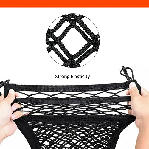Luckybay 3-Layer Car Mesh Organizer, Seat Back Net Bag, Barrier of Backseat Pet Kids, Universal for Car, SUV - 1