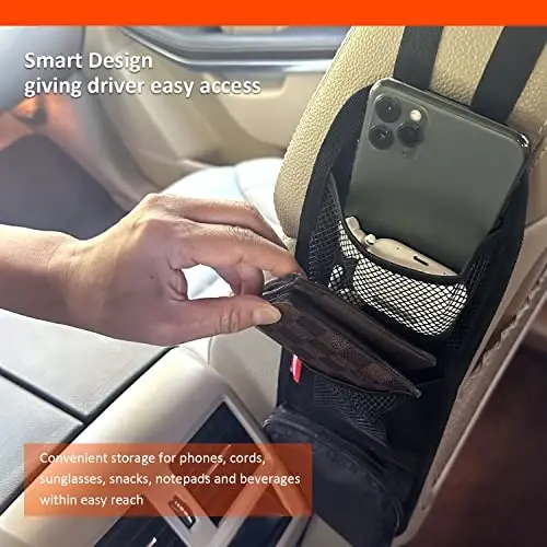 Luckybay Car Seat Side Organizer, Auto Seat Storage Hanging Bag, Phones, Drink, Stuff Holder with Mesh Pocket for Cars, SUV & Truck 2 Pack - 5