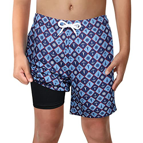 LUCOWEE Boys Swim Trunks with Boxer Brief Liner Compression 6