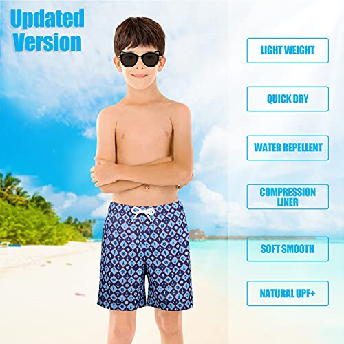 LUCOWEE Boys Swim Trunks with Boxer Brief Liner Compression 6