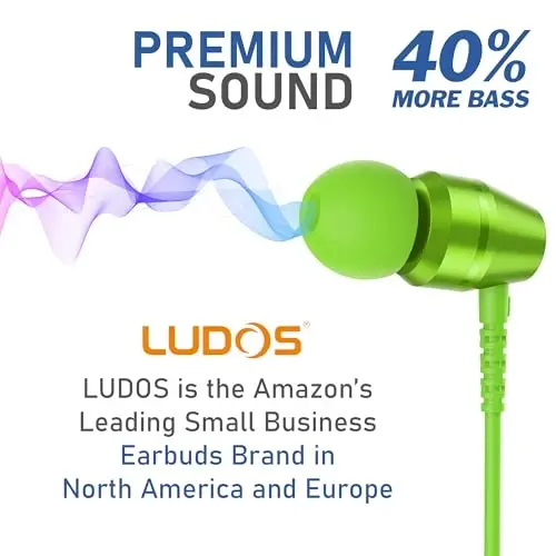 LUDOS OMNITONE Simli Naushniklar, 5 Yillik Kafolat, Mikrofonli Eshitish vositalari, 3.5 mm Jekli Simli Quloqchinlar, iPhone, Samsung, Noutbuk, Bolalar, Maktab O'quvchilari uchun Videokonferentsiya - Yashil - 7