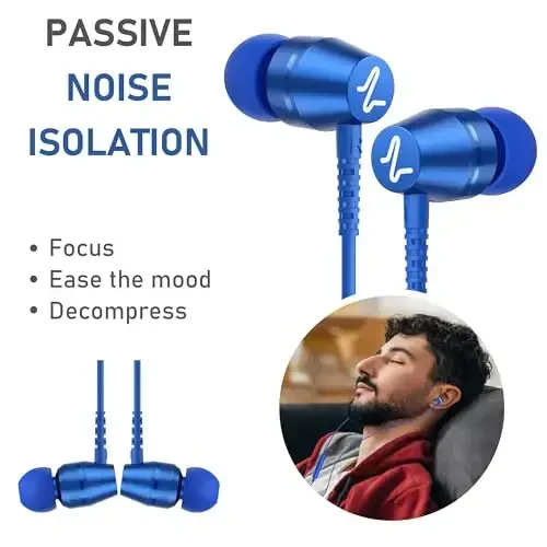 LUDOS OMNITONE Simli naushniklar, 5 yillik kafolat, mikrofonli naushniklar, 3,5 mm Jack simli quloqchinlar, iPhone, Samsung, noutbuk, bolalar, maktab o'quvchilari uchun videokonferentsiya - Moviy - 5