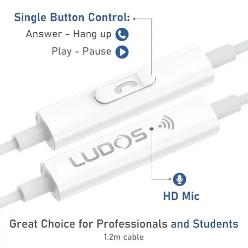 LUDOS OMNITONE Simsiz Quloqchinlar, 5 Yillik Kafolat, Mikrofonli Quloqchinlar, 3.5 mm Jekli Simli Quloqchinlar, iPhone, Samsung, Noutbuk, Bolalar, Maktab O'quvchilari uchun Videokonferensiya - Oq - 3