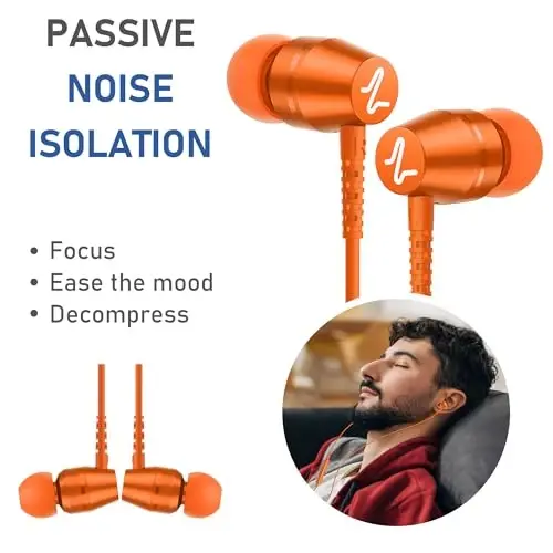 LUDOS OMNITONE USB C Headphones for iPhone 16 15 Pro Max Plus iPad Pro, 5 Years Warranty, USB-C Earbuds for Samsung Galaxy S24 S23 S22 S21 S20 A55 A54 A53, USB Type C Earphones - Orange - 5