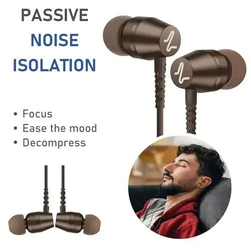 LUDOS OMNITONE USB C Headphones for iPhone 16 15 Pro Max Plus iPad Pro, 5 Years Warranty, USB-C Earbuds for Samsung Galaxy S24 S23 Ultra S22 S21 S20 A55 A54 A53, USB Type C Earphones - Brown - 6