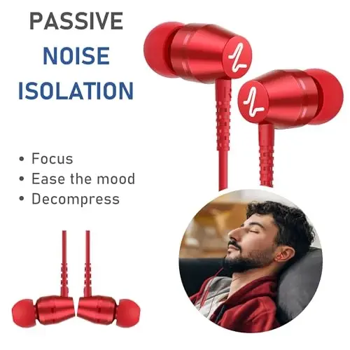 LUDOS OMNITONE USB C Headphones for iPhone 16 15 Pro Max Plus iPad Pro, 5 Years Warranty, USB-C Earbuds for Samsung Galaxy S24 S23 Ultra S22 S21 S20 A55 A54 A53, USB Type C Earphones - Red - 5