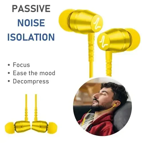 LUDOS OMNITONE USB C Headphones for iPhone 16 15 Pro Max Plus iPad Pro, 5 Years Warranty, USB-C Earbuds for Galaxy S24 S23 S22 S21 S20 A55 A54 A53, USB Type C Earphones - Yellow - 6