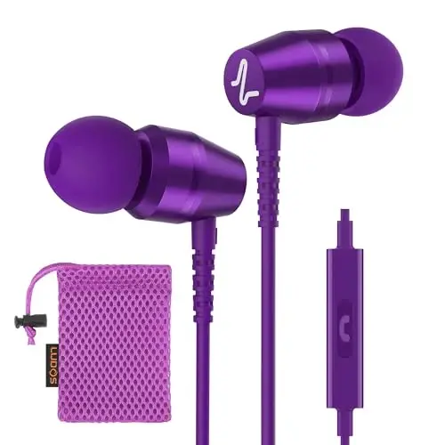 LUDOS OMNITONE USB C Headphones for iPhone 16 15 Pro Max Plus iPad Pro, 5 Years Warranty, USB-C Earbuds for Samsung Galaxy S24 S23 S22 S21 S20 A55 A54 A53, USB Type C Earphones - Purple - 1