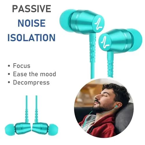 LUDOS OMNITONE USB C Headphones for iPhone 16 15 Pro Max Plus iPad Pro, 5 Years Warranty, USB-C Earbuds for Samsung Galaxy S24 S23 S22 S21 S20 A55 A54 A53, USB Type C Earphones - Turquoise - 5