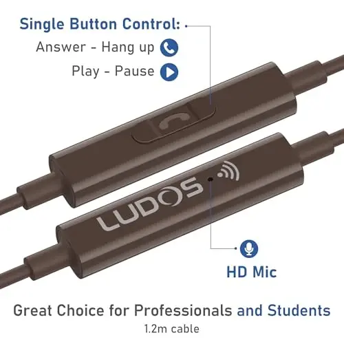 LUDOS OMNITONE USB C Headphones for iPhone 17 16 15 Pro Max Plus Air iPad Pro, 5 Years Warranty, USB-C Earbuds for Samsung Galaxy S24 S23 Ultra S22 S21 FE S20 Z Flip 3 Fold 4, USB Type C Earphones - 3
