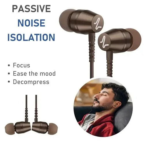 LUDOS OMNITONE USB C Headphones for iPhone 16 15 Pro Max Plus iPad Pro, 5 Years Warranty, USB-C Earbuds for Samsung Galaxy S24 S23 Ultra S22 S21 S20 A55 A54 A53, USB Type C Earphones - Brown - 5