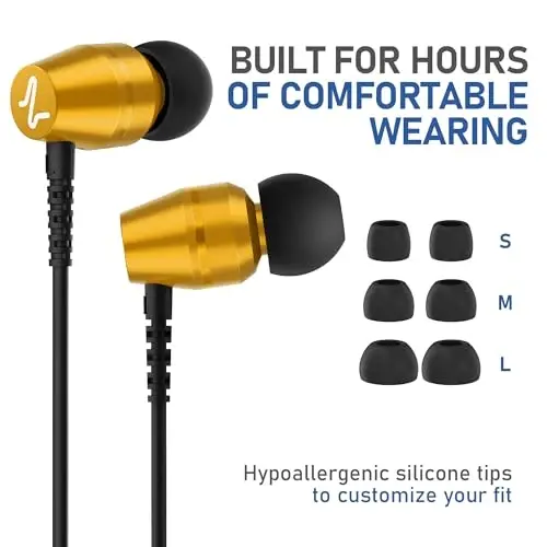 LUDOS OMNITONE USB C Headphones for iPhone 16 15 Pro Max Plus iPad Pro, 5 Years Warranty, USB-C Earbuds for Samsung Galaxy S24 S23 Ultra S22 S21 S20 A55 A54 A53, USB Type C Earphones - Gold - 7