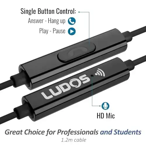 LUDOS OMNITONE USB C iPhone 17 16 15 Pro Max Plus Air iPad Pro uchun naushniklar, 5 yil kafolat, Samsung Galaxy S24 S23 Ultra S22 S21 FE S20 Z Flip 3 uchun USB-C quloqchinlar, USB Type C eshitish vositasi - Kulrang - 3