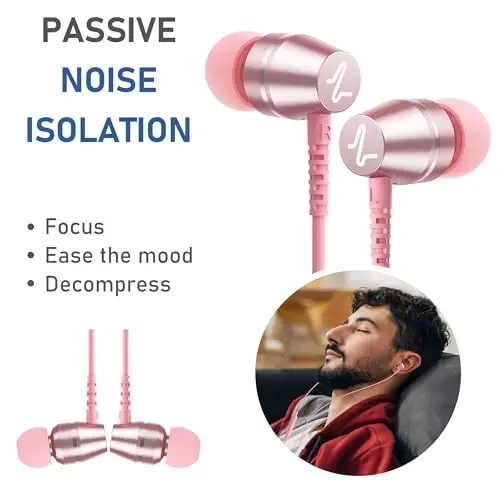 LUDOS OMNITONE USB C iPhone 17 16 15 Pro Max Plus Air iPad Pro uchun naushniklar, 5 yillik kafolat, Samsung Galaxy S24 S23 Ultra S22 S21 FE S20 Z Flip 3 uchun USB-C quloqchinlar, USB Type C Earphones - Pink - 6