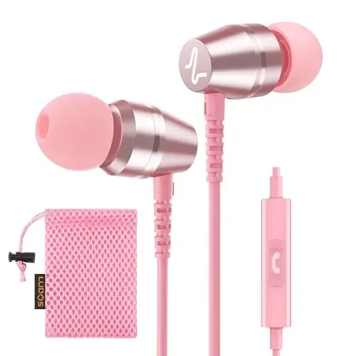 LUDOS OMNITONE USB C iPhone 17 16 15 Pro Max Plus Air iPad Pro uchun naushniklar, 5 yillik kafolat, Samsung Galaxy S24 S23 Ultra S22 S21 FE S20 Z Flip 3 uchun USB-C quloqchinlar, USB Type C Earphones - Pink - LUDOS