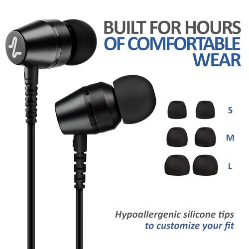 LUDOS OMNITONE Wired Earbuds in-Ear Headphones, 5 Year Warranty, Earphones with Microphone, 3.5 mm Jack Corded Ear Buds, Videoconference for iPhone, Samsung, Computer, Laptop, Kids, School Students - 5