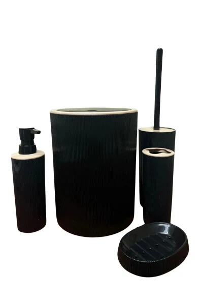 Lüks 4'lü Banyo Seti Şık Tasarımlı Banyo Takımı-Siyah - NE DILERSEN (1)