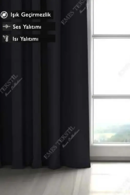 Lüks, Bordo Kırmızısı Blackout Kalın Karartma Güneşlik Perde (EN X BOY PİLESİZ TEK KANAT)-Bordo - 2