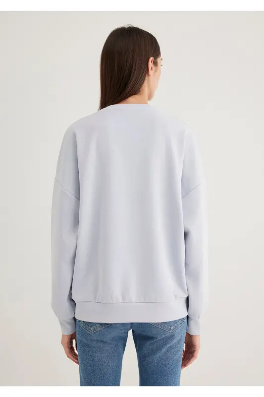 Lux Touch TENCEL TM Bisiklet Yaka Modal Sweatshirt 168837-89201-Mavi - 4