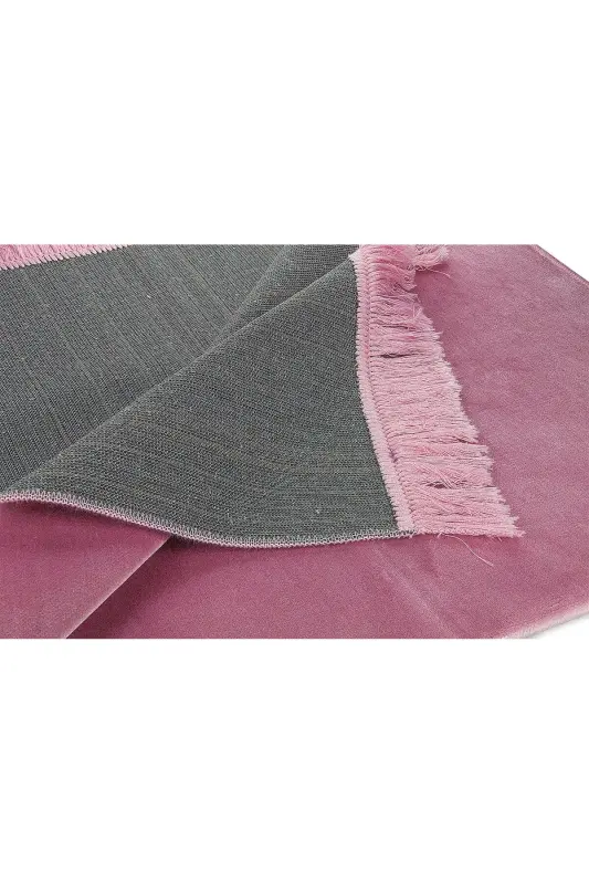 Lüks Düz Desensiz Kadife Velür Seccade Pembe - Pembe - 3