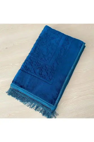 Lüks Kalın Yumuşak Peluş Seccade Kaydırmaz Taban Çeyizlik Hediye - Mavi - 3