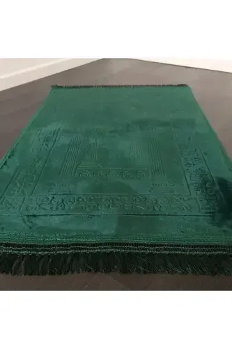 Lüks Kalın Yumuşak Peluş Seccade Kaydırmaz Taban Çeyizlik Hediye-Yeşil - 1