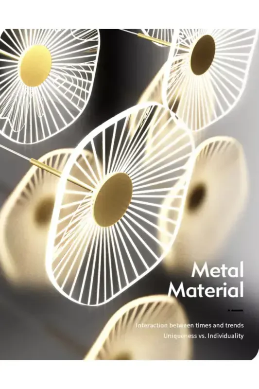 Luxury Exclusive Altılı Yuvarlak Sarkıt Led Avize Jellyfish Gold Sarı 6'lı Ledli Avize-Gold Sarı - 4