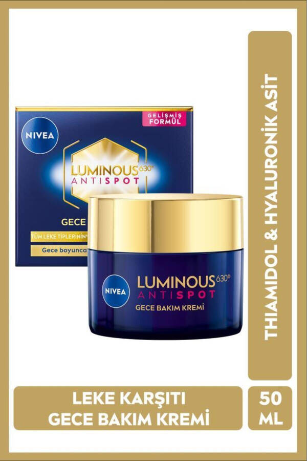 Luminous630 Thiamidol Etkili Leke Karşıtı Gece Yüz Bakım Kremi 50ml, Hyaluronik Asit, Nemlendirici - 1